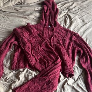 Fashion Nova Burgundy Cable Knit Sweater
